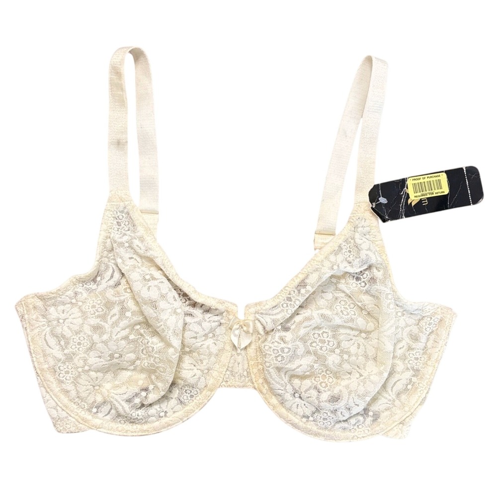Wacoal Size 34DD Halo Lace Underwire Bra 65149 Ivory Full Coverage Stretch